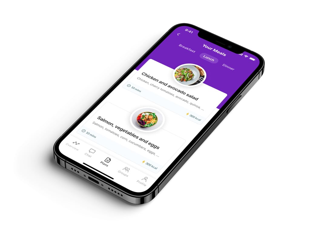 Another mockup of the coaching app showcasing more features.